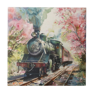 A Train in Springtime Tile