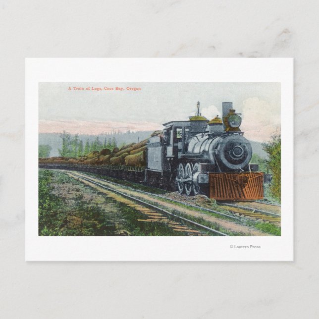 A Train of LogsCoos Bay, OR Postcard (Front)