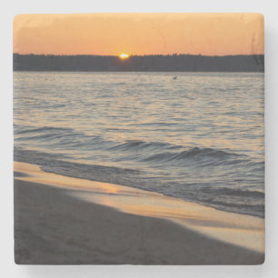 A Traverse Sunset Stone Coaster