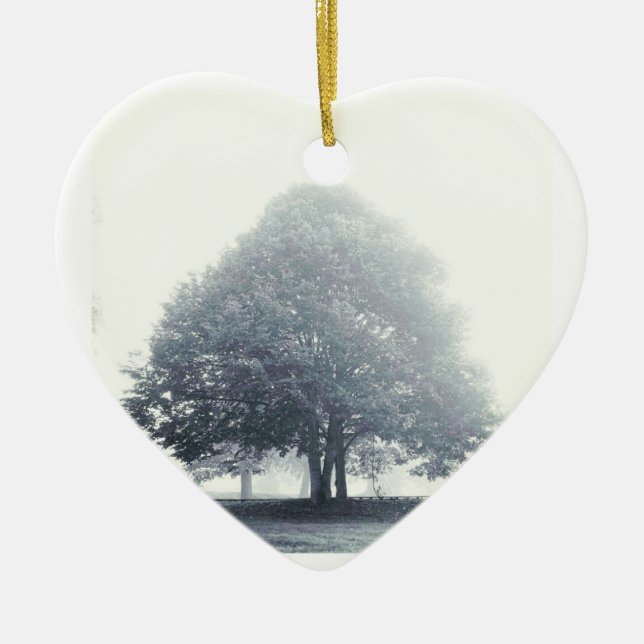 A Tree in Fog Ceramic Tree Decoration (Front)