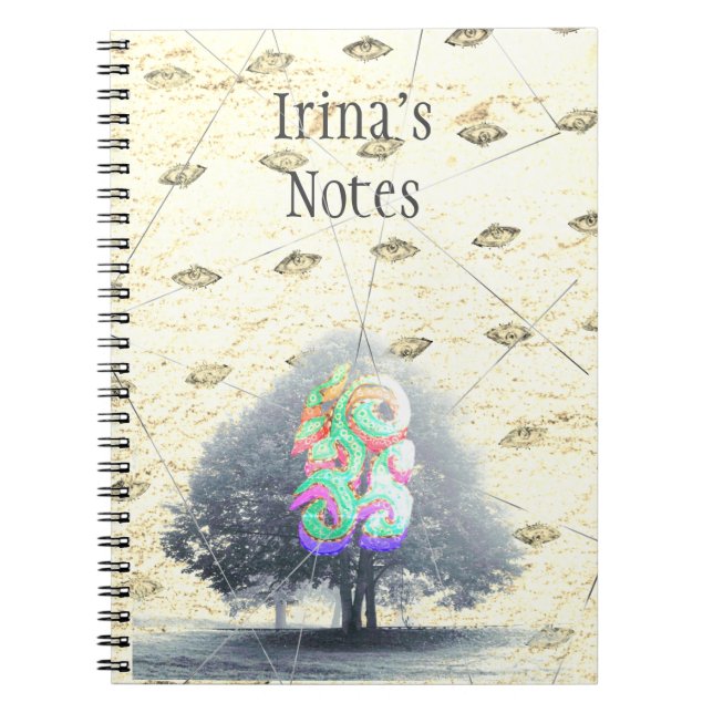 A Tree in Fog with eyes on background Notebook (Front)