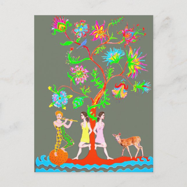 A tree of life holiday postcard (Front)