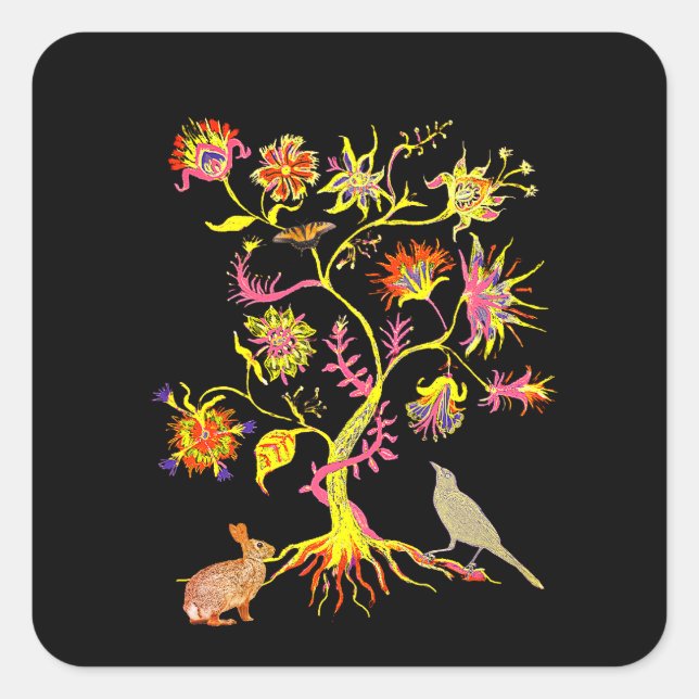 A tree of life square sticker (Front)