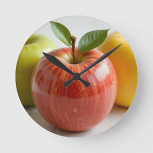 A Trio of Apples Round Clock