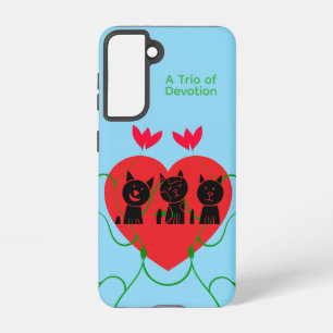 A Trio of Devotion Black Cats Galaxy Case – Blue