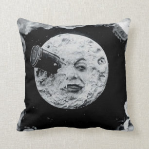 A Trip to the Moon (Black and White) Cushion