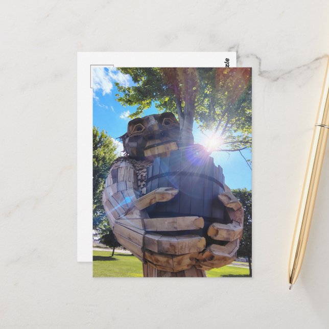 A Troll Holds Up a Tree Postcard (Front/Back In Situ)