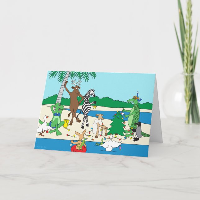 A Tropical Beach Holiday Greeting Card (Front)