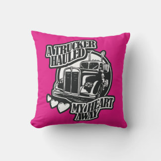 A Trucker Hauled My Heart Away Outdoor Cushion