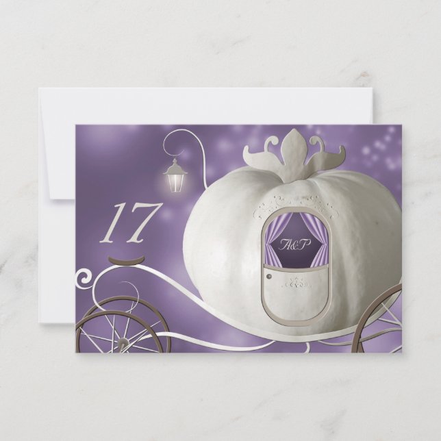 A True Fairy Tale  Wedding Table Card Purple (Front)
