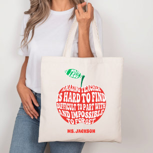 A Truly Amazing Teacher Apple Typography Tote Bag