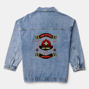 A Truly Great Red Hat Of A Firefighter Firefighter Denim Jacket