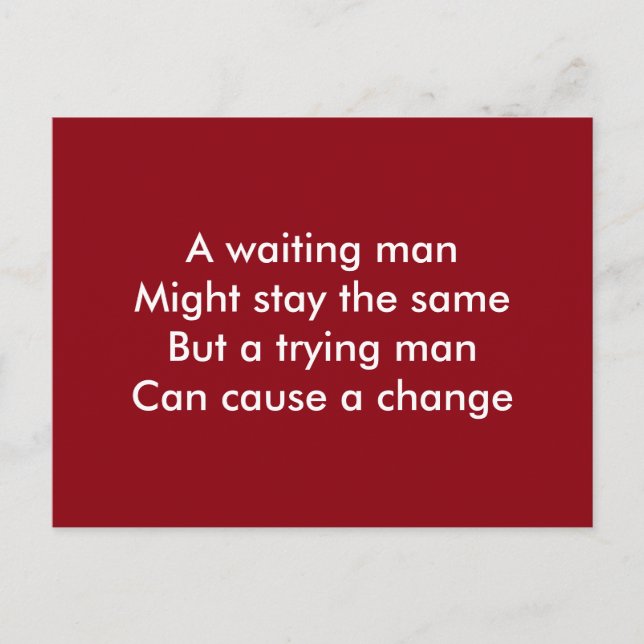 A trying man motivational postcard (Front)