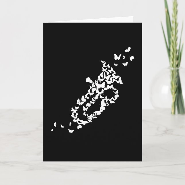 A Tuba Brass Instrument With butterflies Card (Front)