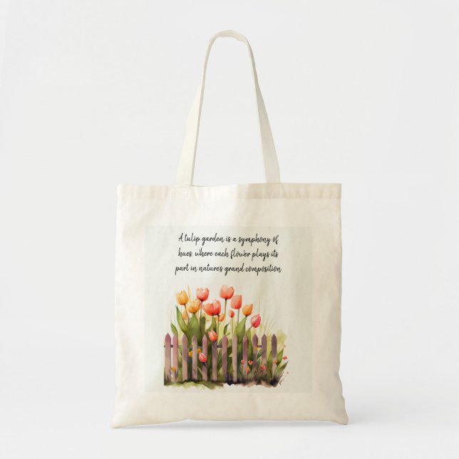 A tulip garden is a symphony of hues  tote bag (Front)