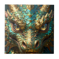 A Turquoise and Gold Dragon Mystical