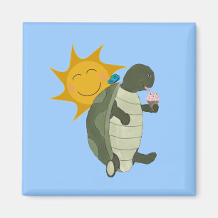 A Turtle Eating Ice Cream Magnet