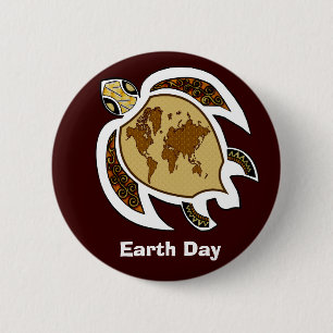 A Turtle For Earth Day On A Badge Button