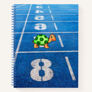 A turtle in a marathon race notebook