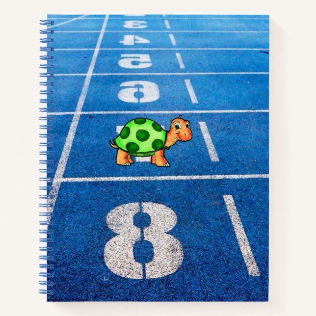 A turtle in a marathon race notebook (Front)