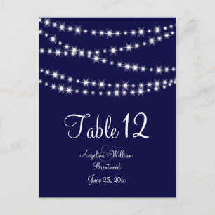 A Twinkle Lights Table Number (navy) Postcard