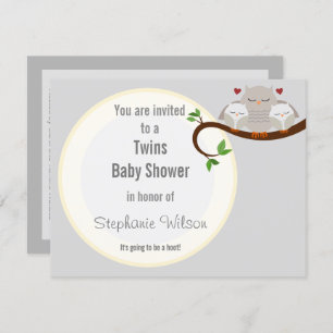 A Twins Hoot Of A Baby Shower Neutrals Invitation