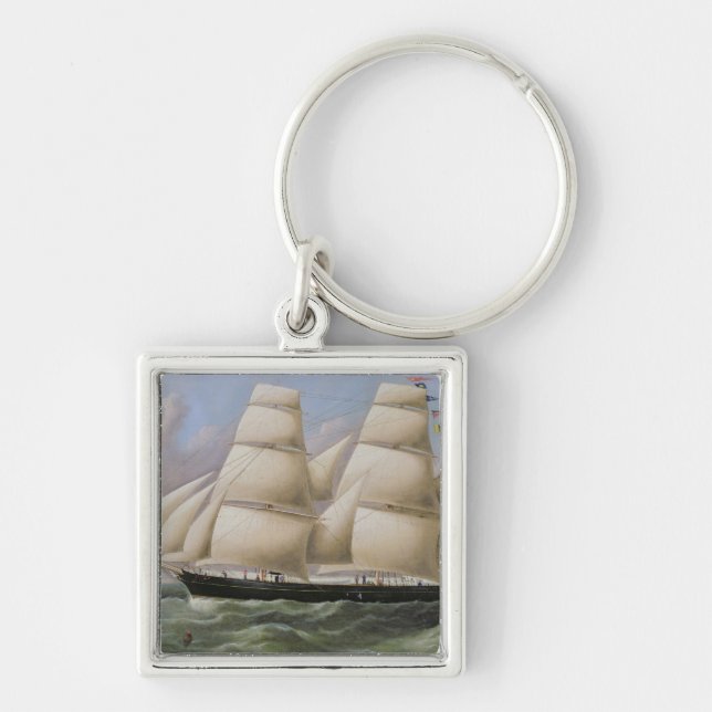 A Two Masted Schooner off Dover (oil on canvas) Key Ring (Front)
