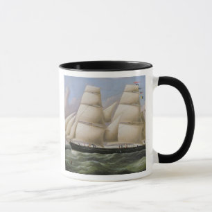 A Two Masted Schooner off Dover (oil on canvas) Mug