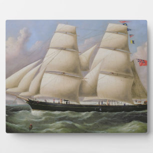 A Two Masted Schooner off Dover (oil on canvas) Plaque