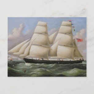 A Two Masted Schooner off Dover (oil on canvas) Postcard