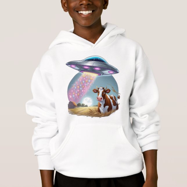 A UFO abducting a cow (Front)