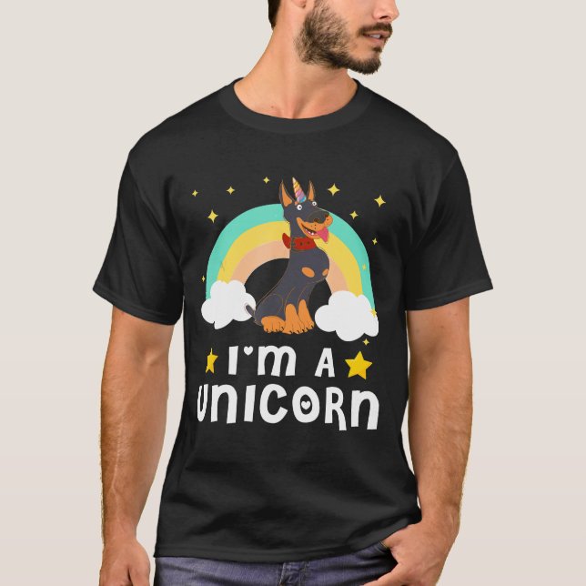 A Unicorn Doberman Dog T-Shirt (Front)