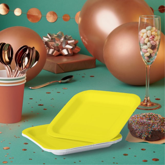 A uniform bright yellow background paper plate (Multi)