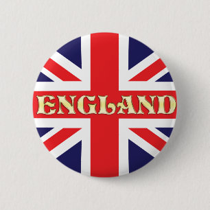 A Union Jack flag with England across it 6 Cm Round Badge
