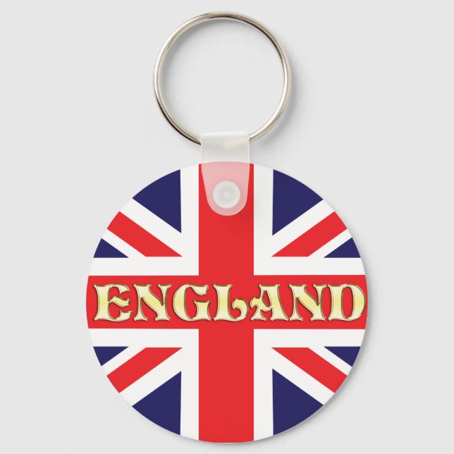 A Union Jack flag with England across it Key Ring (Front)