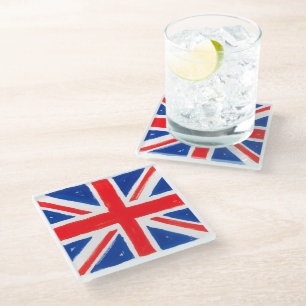 A union jack glass coaster