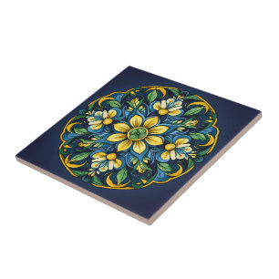 💚💙💛 A Unique Azulejo Elegance: Midnight Garden Tile