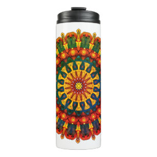 A unique mandala tumbler with lucky Phoenix feathe