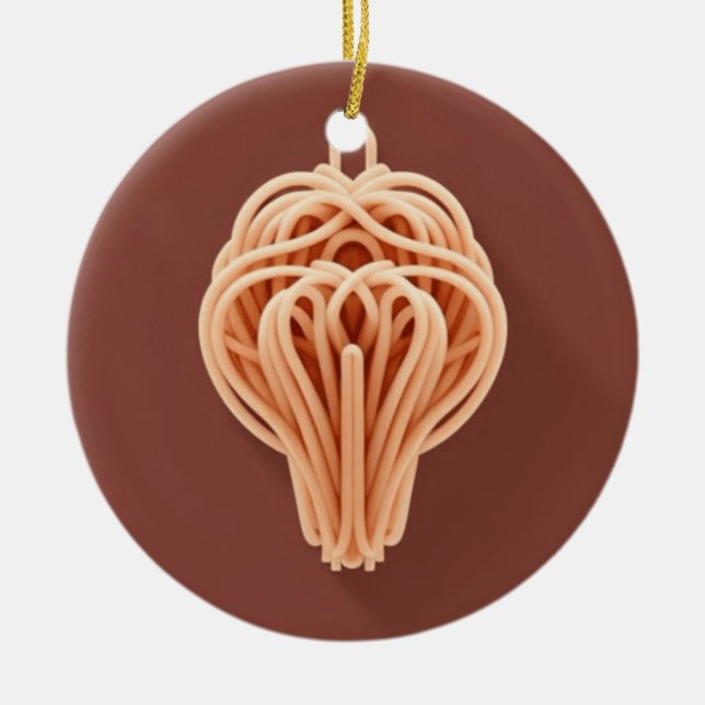 A Unique Pattern of Spaghetti Noodles Ceramic Tree Decoration (Front)