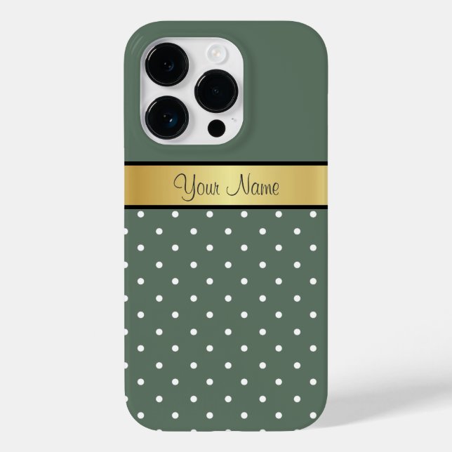 A Unique Touch, Custom Golden Ribbon On Sage Green Case-Mate iPhone Case (Back)