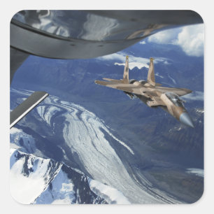 A US Air Force F-15C Eagle positioning itself Square Sticker