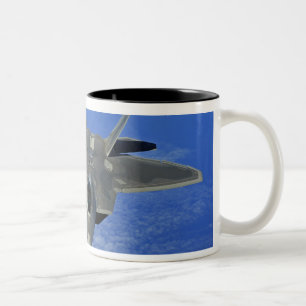 A US Air Force F-22 Raptor in flight near Guam Two-Tone Coffee Mug