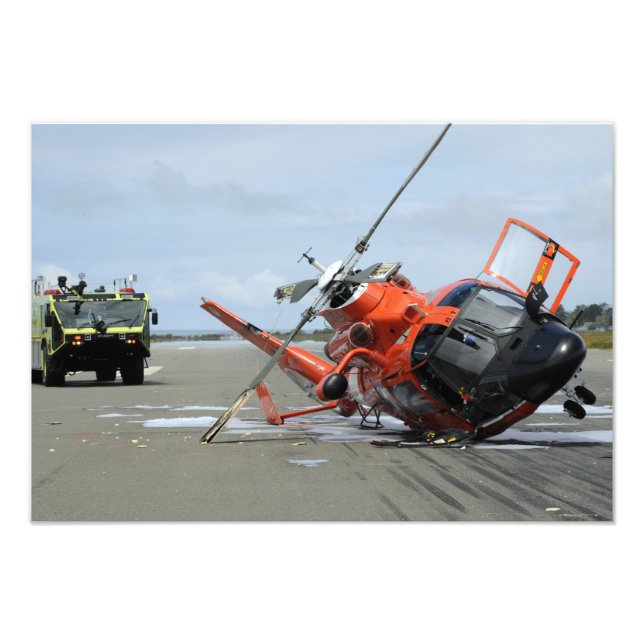 A US Coast Guard MH-65 Dolphin helicopter crash Photo Print (Front)