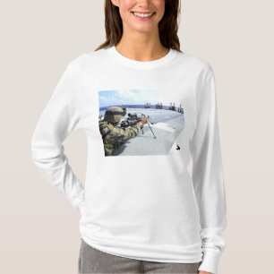 A US Marine adjusting his weapon T-Shirt