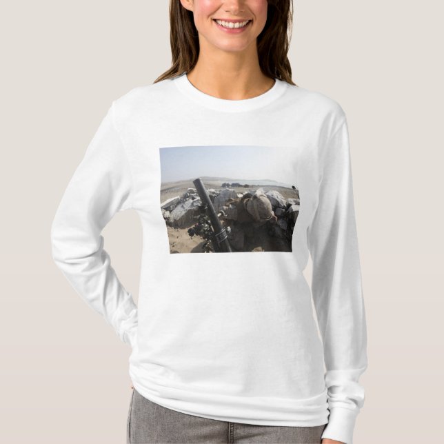 A US Marine fires a mortar in Salinas, Peru T-Shirt (Front)