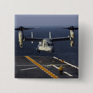 A V-22 Osprey aircraft prepares to land 15 Cm Square Badge