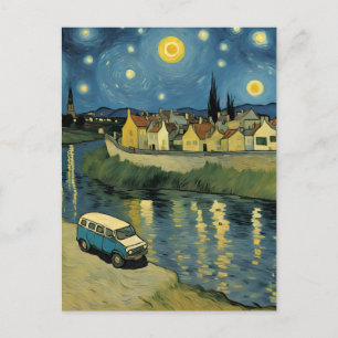 A Van Down By The River Van Gogh Parody Postcard
