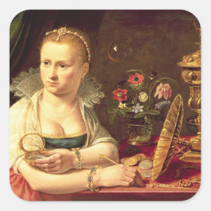 A vanitas portrait of a lady believed to be Clara Square Sticker