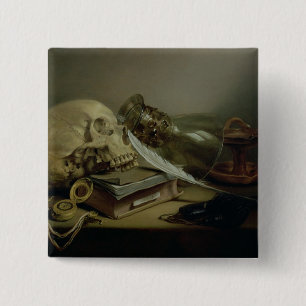 A Vanitas Still Life 15 Cm Square Badge
