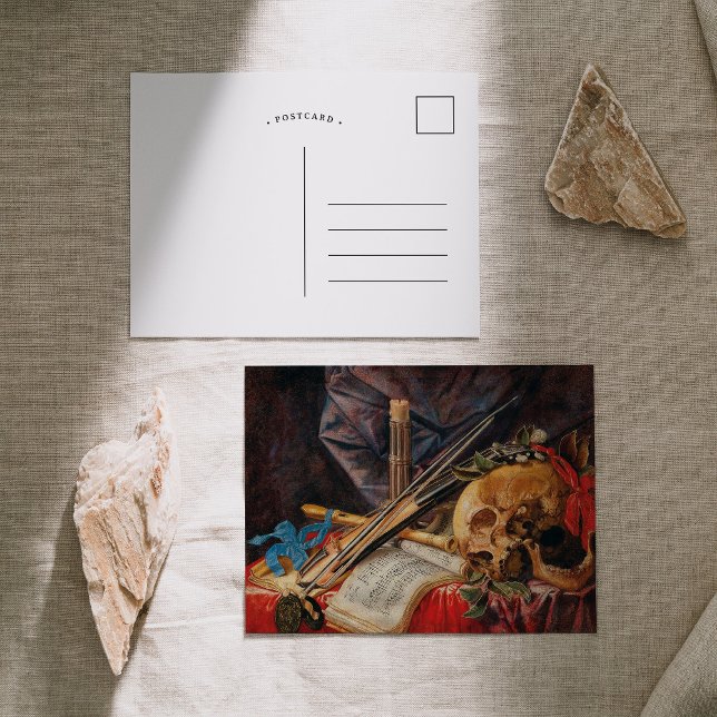 A Vanitas Still Life | Simon Renard de Saint-André Postcard (Creator Uploaded)